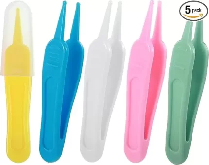 5 Pcs Nose Cleaning Tweezers, 5 Colors Baby Booger Picker with Round Head Effective Nose Picker Baby Ear Noses Navel Cleaner Clip for Babys Care
