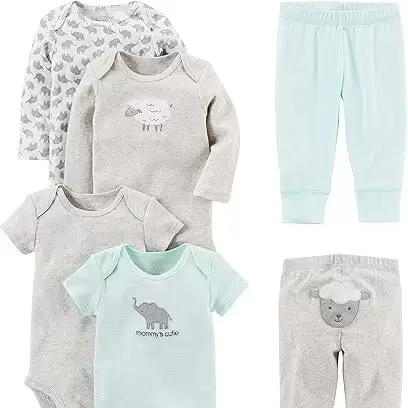 Simple Joys by Carter's unisex-baby 6-piece Bodysuits (Short and Long Sleeve) and Pants Set